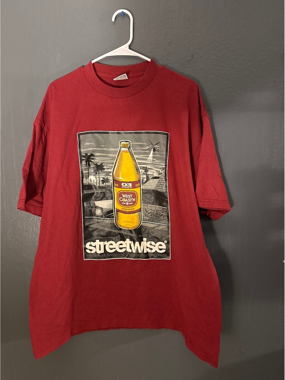 Streetwise West Coast 2XL Burgundy Graphic T-Shirt